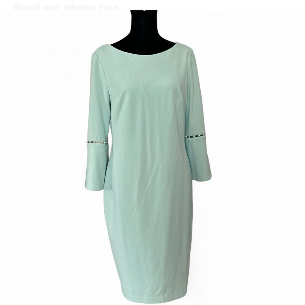 Calvin Klein Mint Long Sleeve With Perl’s Dress 8, WyBack Zipper NWT